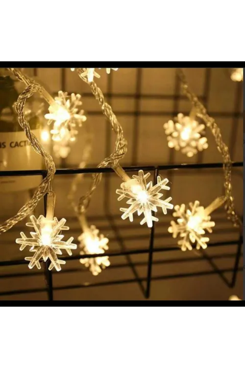 Kar Tanesi 5m 28 Led Gün Işığı Kar Tanesi 4 Cm Pilli 2 Kademeli