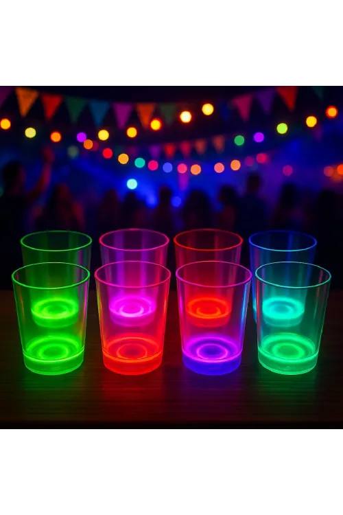 Karanlıkta Yanan Gece Işığı Mega Glow Bardaklar 8 Adet 8.5 x 10.5 cm