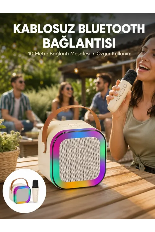 Karaoke Mikrofon Hoparlör Seti 6 Saat Kullanım Süresi Yeni Nesil
