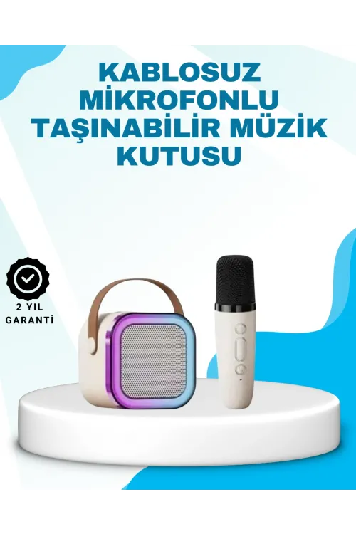 Karaoke Mikrofon Hoparlör Seti Bluetooth Kablosuz Taşınabilir