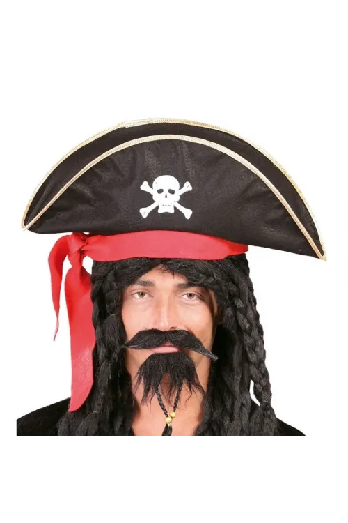 Karayip Korsanları Kaptan Jack Kadife Korsan Şapkası Yetişkin