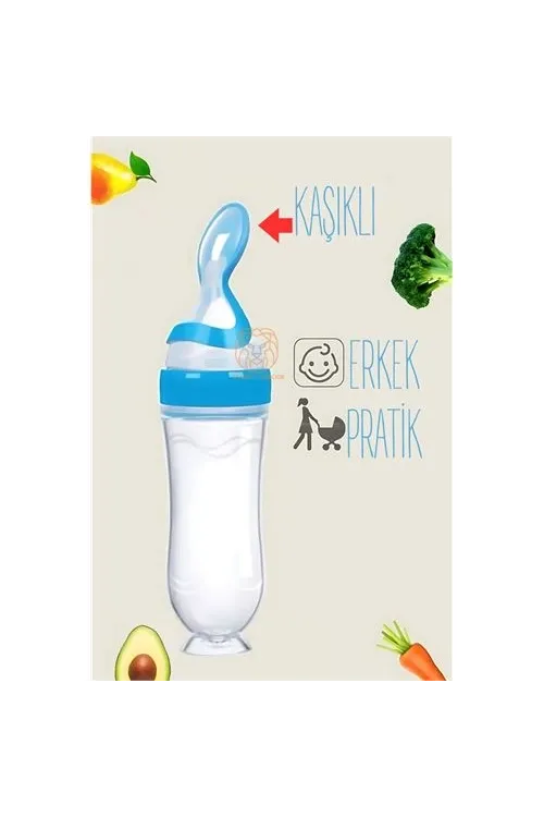 Kaşıklı Mama Silikon Biberon ERKEK Bebek Besleyici 719715