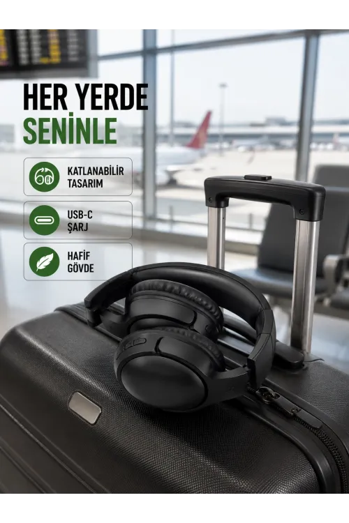 Katlanabilir Usb-c Şarjlı Bluetooth Kulaklık