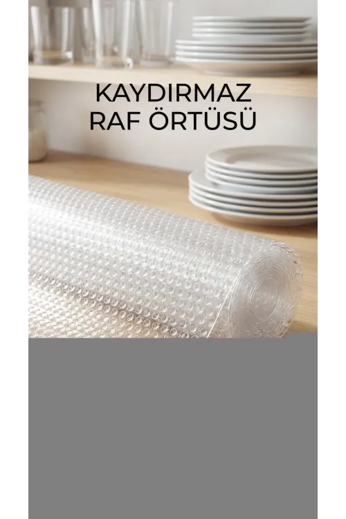 Kaydırmaz Şeffaf Pvc Raflık Çekmece Örtüsü 45x300 Cm Dolap İçi Koruyucu