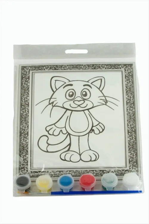 Kedi Desenli Boyama Tuval Seti
