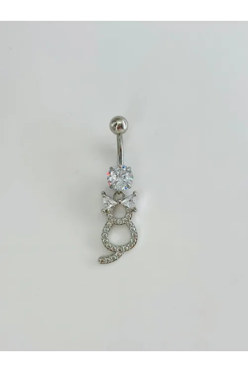 Kedi Detaylı Göbek Piercing - Pg0138