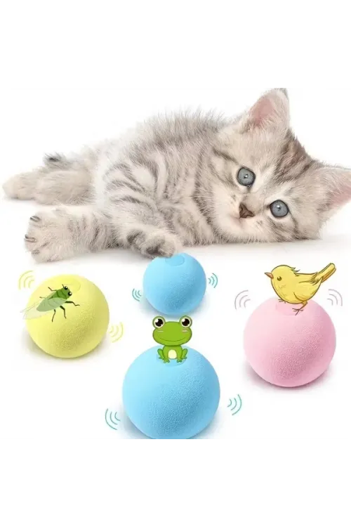 Kedi Otlu 3 Sesli İnteraktif Top Kedi Oyuncağı