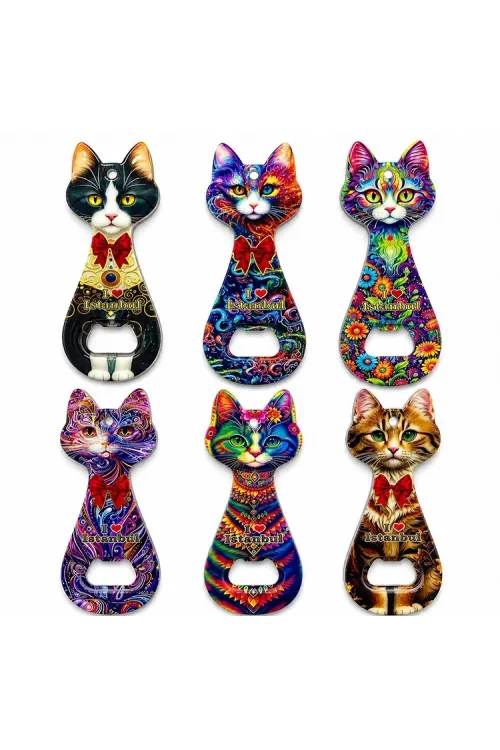 Kedi Tasarımı İstanbul Temalı Buzdolapı Süsü Magnet IEG5408