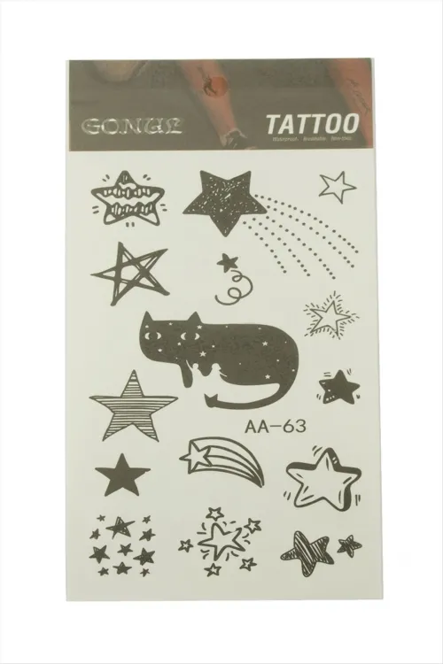 Kedi Yıldız Tattoo Dövme Sticker