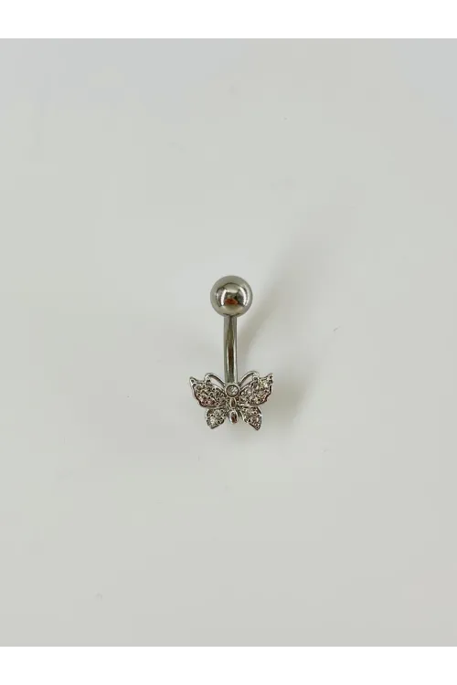 Kelebek Detaylı Göbek Piercing - Pg0039