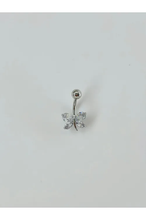Kelebek Detaylı Göbek Piercing - Pg0043