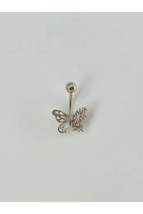 Kelebek Detaylı Göbek Piercing - Pg0050