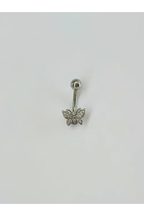Kelebek Detaylı Göbek Piercing - Pg0075