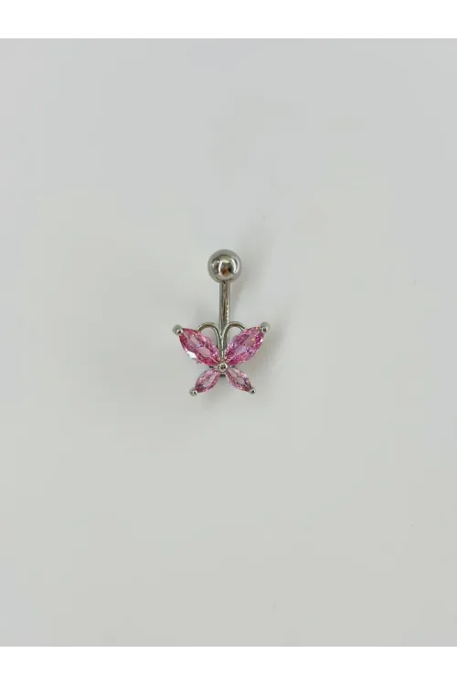 Kelebek Detaylı Göbek Piercing - Pg0087
