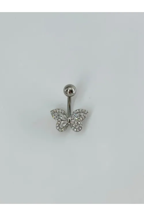 Kelebek Detaylı Göbek Piercing - Pg0112