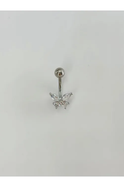Kelebek Detaylı Göbek Piercing - Pg0122
