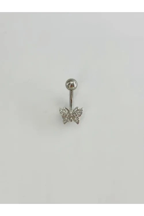 Kelebek Detaylı Göbek Piercing - Pg0129