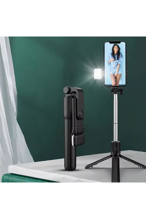 Kendiliğinden Led Işıklı Kumandalı Uzayabilen Selfie Çubuğu,masa Üstü Tripod