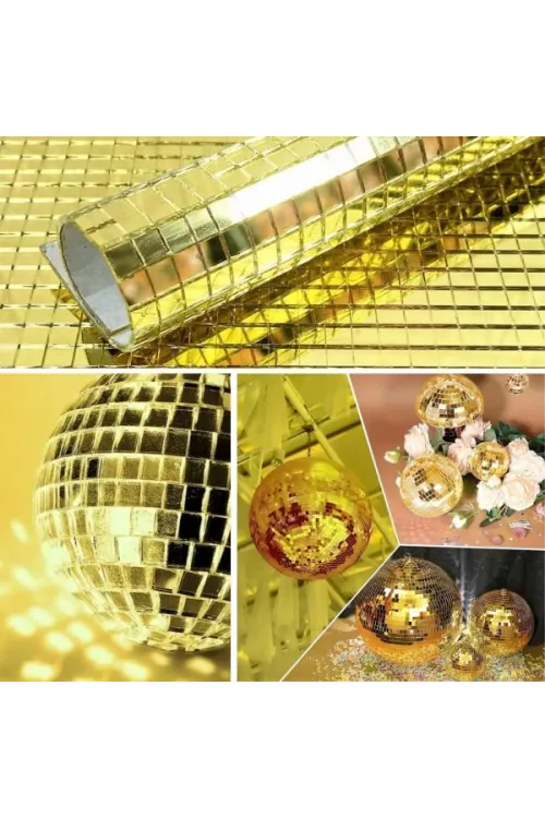 Kendinden Yapışkanlı Aynalı Kare Gold Sticker 30x30 Cm