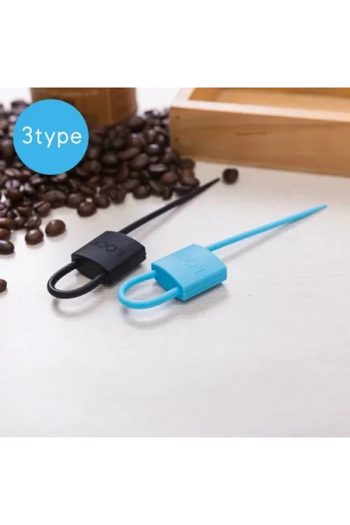 Kilit Şeklinde Silikon Kablo ve Poşet Bağlama Aparatı (3lü Set)