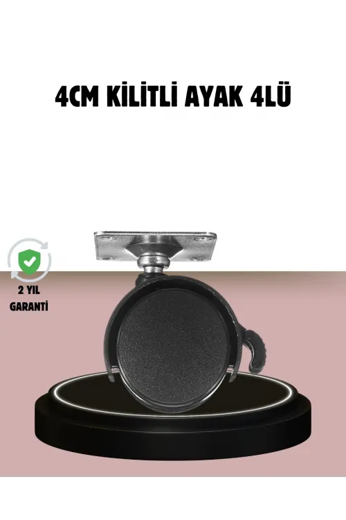 Kilitli 4 Cm Tekerlek Ayak 4’lü Set Zemin Koruyucu
