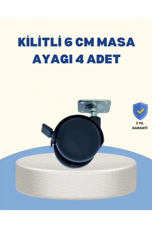 Kilitli Mobilya Tekerleği 6 Cm 4’lü Kolay Kurulum