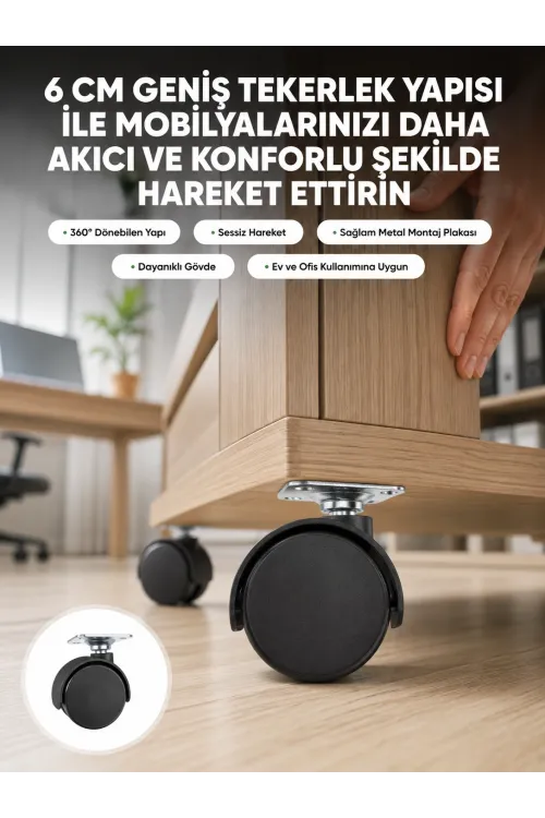 Kilitsiz 6 Cm Tekerlek Ayak Tek Adet