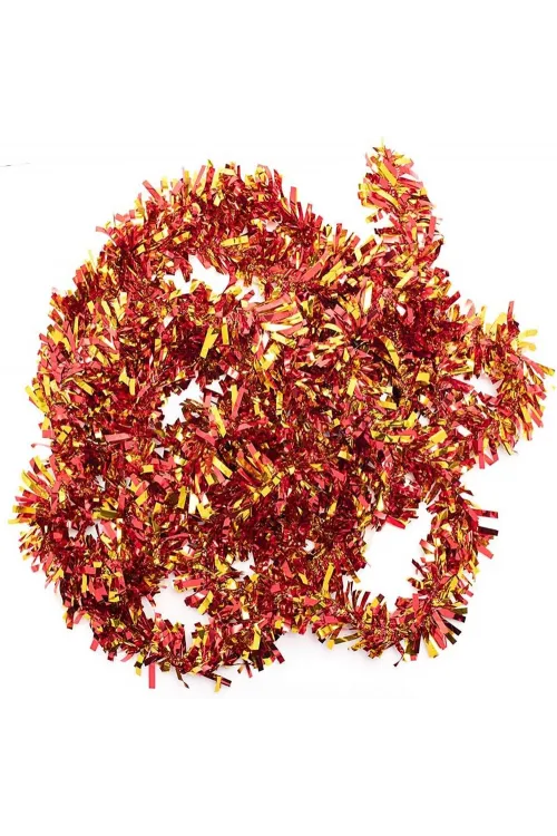 Kırmızı Altın Renk 4 cm Genişlik Garland Çift Renk Sim Süs 180 cm