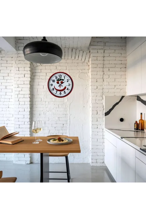 Kırmızı Happy Kitchen 36 Cm Mutfak Duvar Saati