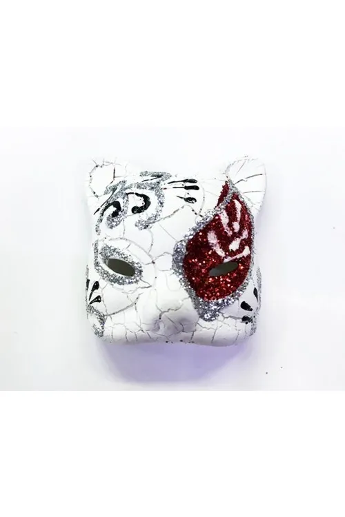 Kırmızı İşlemeli Seramik Venedik Kedi Magnet