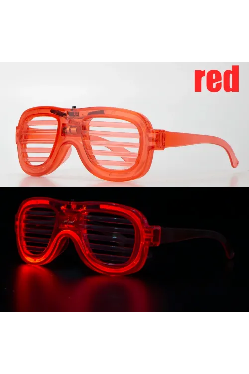 Kırmızı Led Işıklı Parti Gözlüğü - Neon Glow Şerit Gözlük 3 Modlu