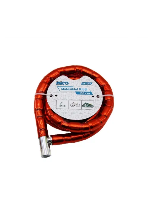 Kırmızı Motor Bisiklet Kilidi 22 mm x 150 cm