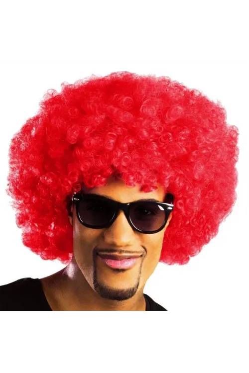 Kırmızı Renk Kıvırcık Afro Bonus Peruk