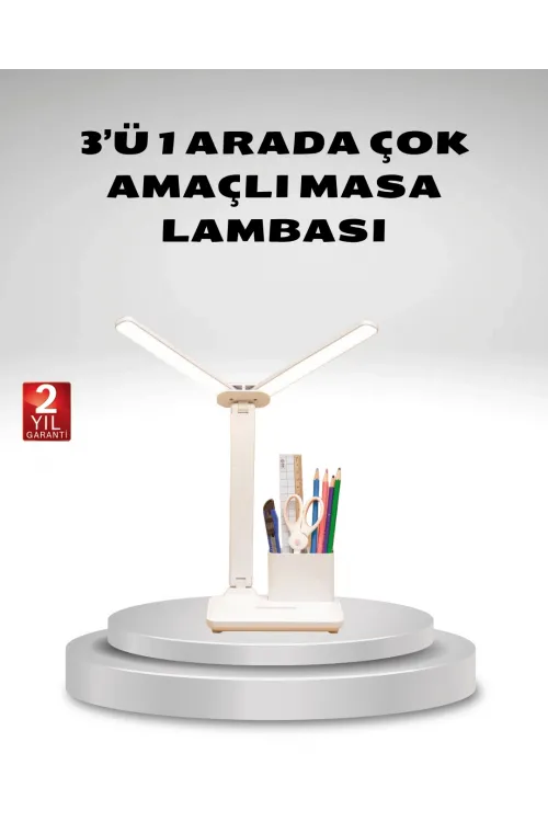 Kısılabilir Led Masa Lambası – Kalemlik Ve Telefon Standlı, Göz Yormayan Işık
