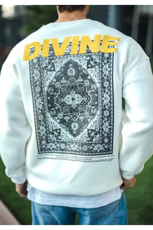Kışlık Bisiklet Yaka Baskılı SweatShirt - Beyaz