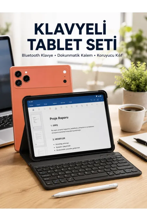 Klavyeli Tablet Pc Kalem Kılıf Ve Ekran Koruyucu Hediyeli Android Set