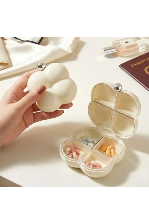 Kompakt Çiçek Model İlaç kutusu – 7 Bölmeli Günlük Ve Seyahat Tipi Mini Hap düzenleyici