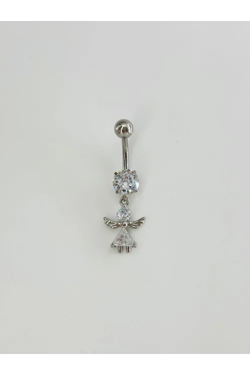Koruyucu Melek Detaylı Göbek Piercing - Pg0115