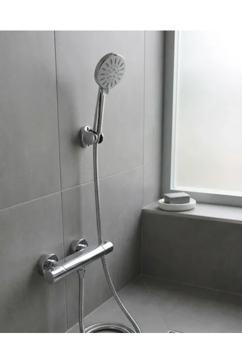 Krem Duş Başlığı Seti 4 Kademeli El Duşu Spiral Hortumlu Banyo Seti