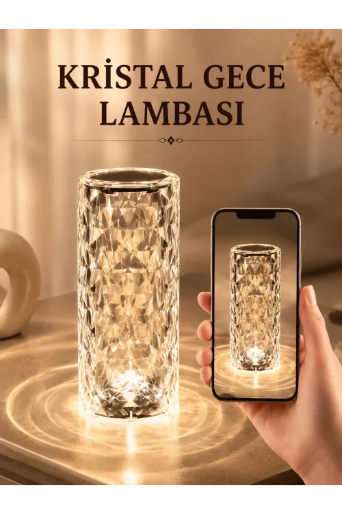 Kristal Dokunmatik Ve Kumandalı Masa Ve Gece Lambası