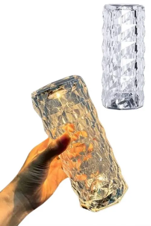 Kristal Lamba Masa Lambası Şarjlı Masa Lambası Dokunmatik Sensör Usb Şarjlı