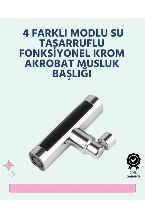 Krom Kaplamalı Çok Fonksiyonlu Musluk Başlığı | Paslanmaz Malzeme