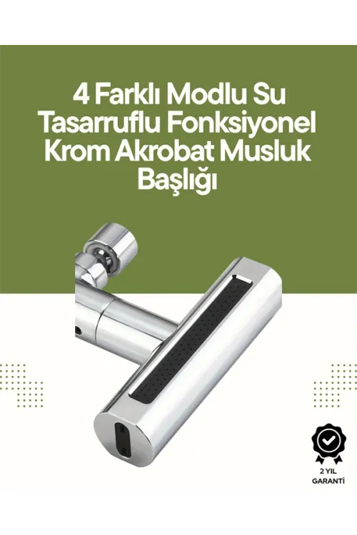 Krom Musluk Başlığı | 4ü 1 Arada Su Çıkışı | Kolay Montajlı