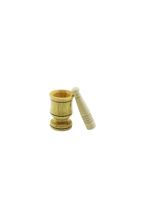 Küçük Boy  Ahşap Havan Sarımsak Dövecek Ç: 6cm--d: 4cm--y: 8.8cm Fileli Ambalaj