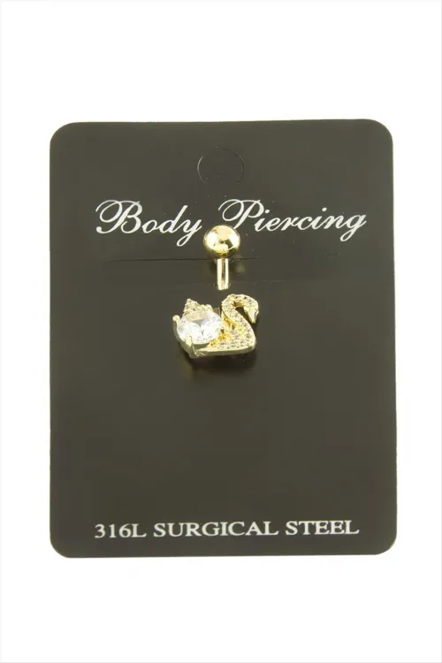 Kuğu Zirkon Taşlı Göbek Piercing 1 Adet