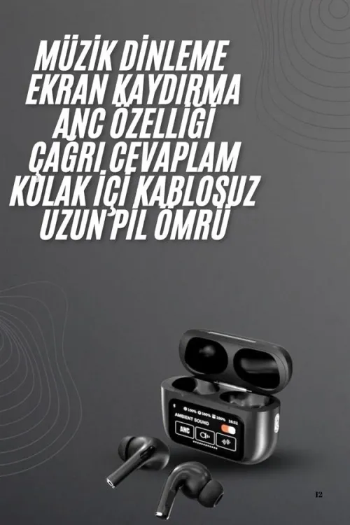 Kulak İçi Bluetooth Kulaklık Ekranlı Müzik Dinleme Çağrı Cevaplama Siyah