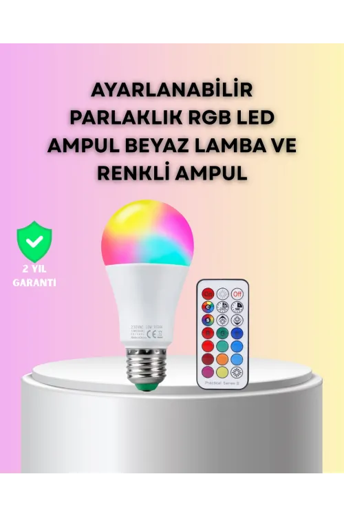 Kumanda Destekli Çok Renkli Akıllı Led Ampul