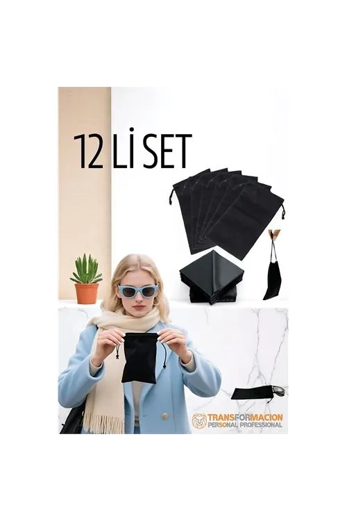 Kumaş Gözlük Kılıfı 6+6 Kılıf+Bezli SET