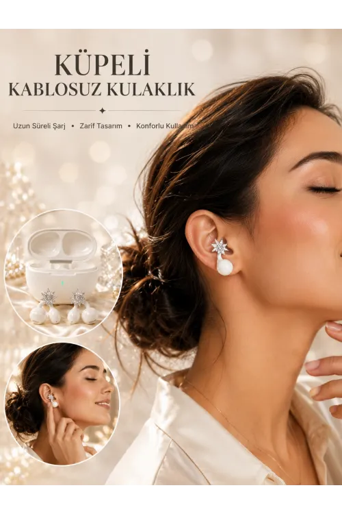 Küpeli Kablosuz Bluetooth Kulaklık Uzun Süreli Şarj Özellikli