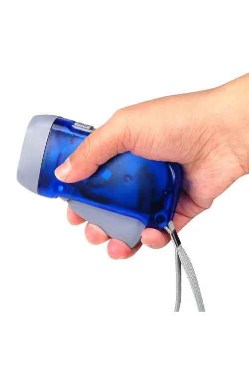Kurmalı Dinamolu El Feneri LED Güçlü Işık Elektriksiz Kullanım WT-092